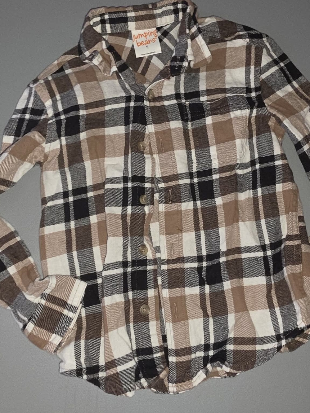 Boys 5 Jumping Beans Brown Plaid Button-Up Shirt - Kids